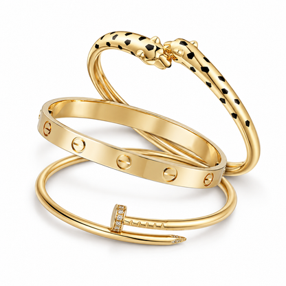 [Cadisa] Panthère & LOVE  & JUSTE  Diamond Bracelet Stack Set
