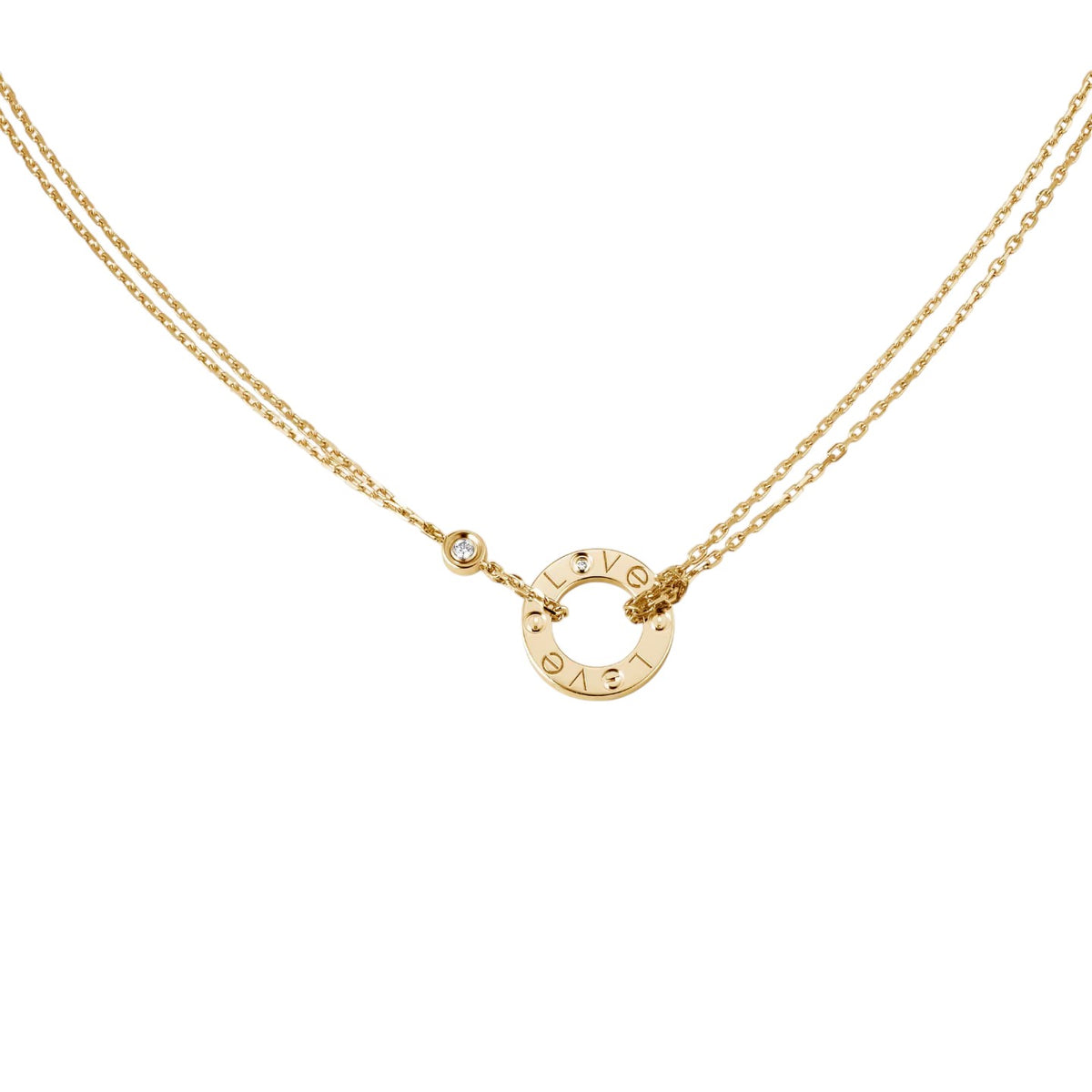 [Gaonasi Jewelry]LOVE NECKLACE 16MM 2 DIAMONDS