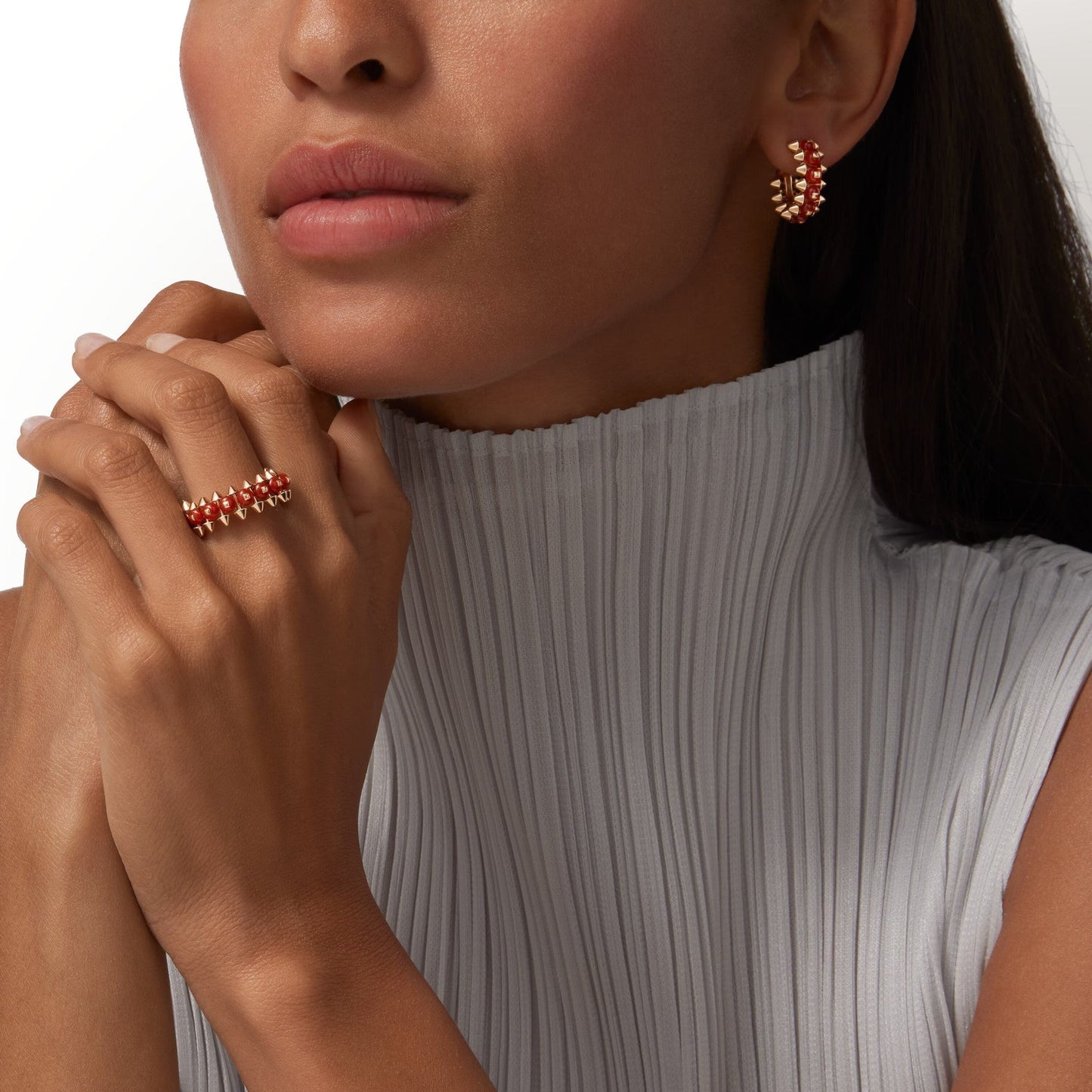 [Gaonasi Jewelry]CLASH 7.9MM AGATE CHALCEDONY EARRINGS