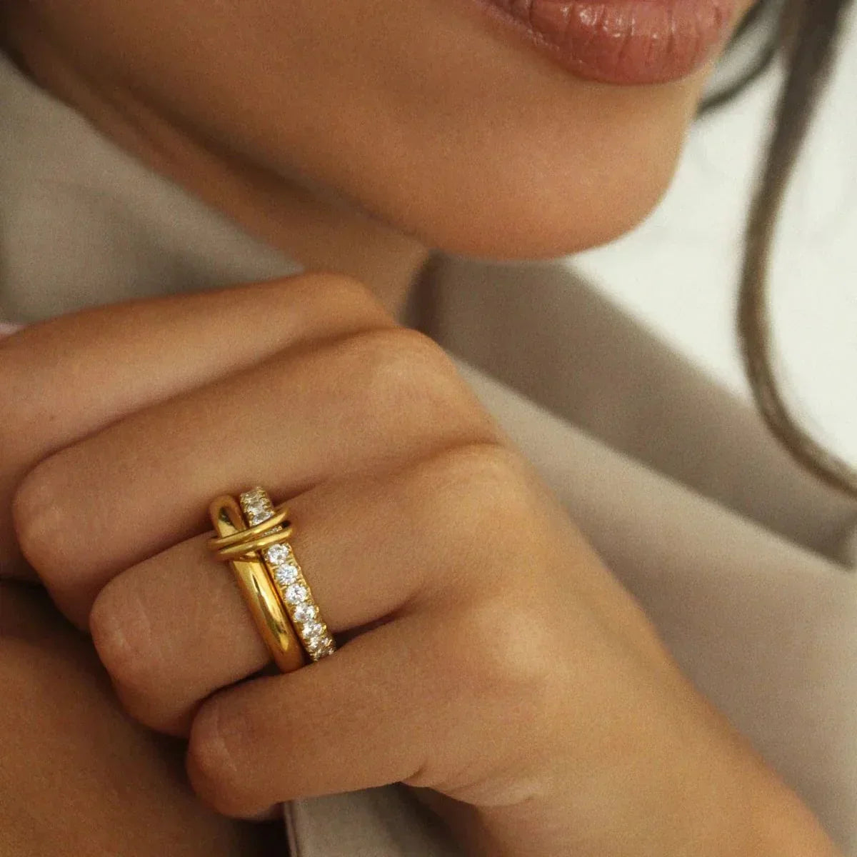 [Gaonasi]Alison Stacked Diamond Ring