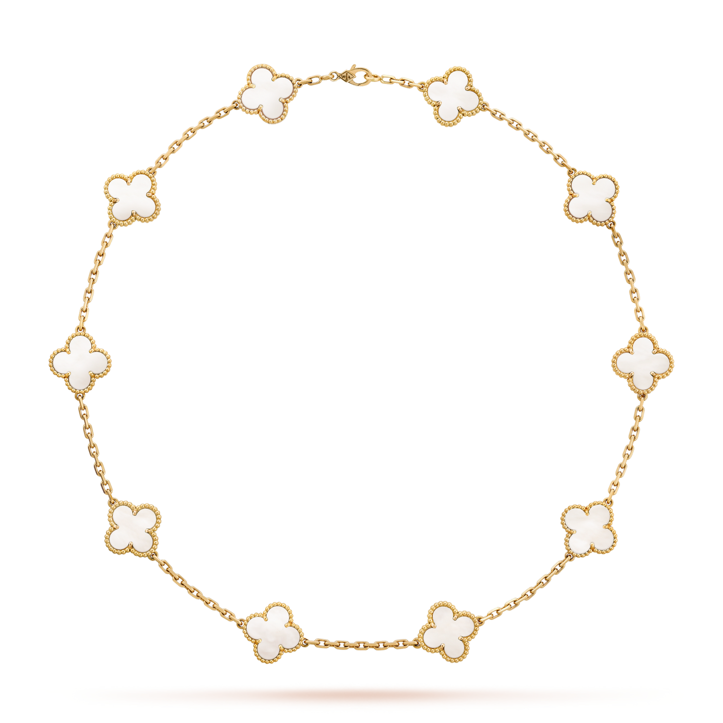 [Gaonasi]CLOVER 10 MOTIFS WHITE MOTHER OF PEARL NECKLACE