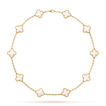[Gaonasi]CLOVER 10 MOTIFS WHITE MOTHER OF PEARL NECKLACE