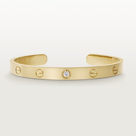 [Gaonasi Jewelry]LOVE BRACELET 6.1MM 1 DIAMOND OPEN CUFF