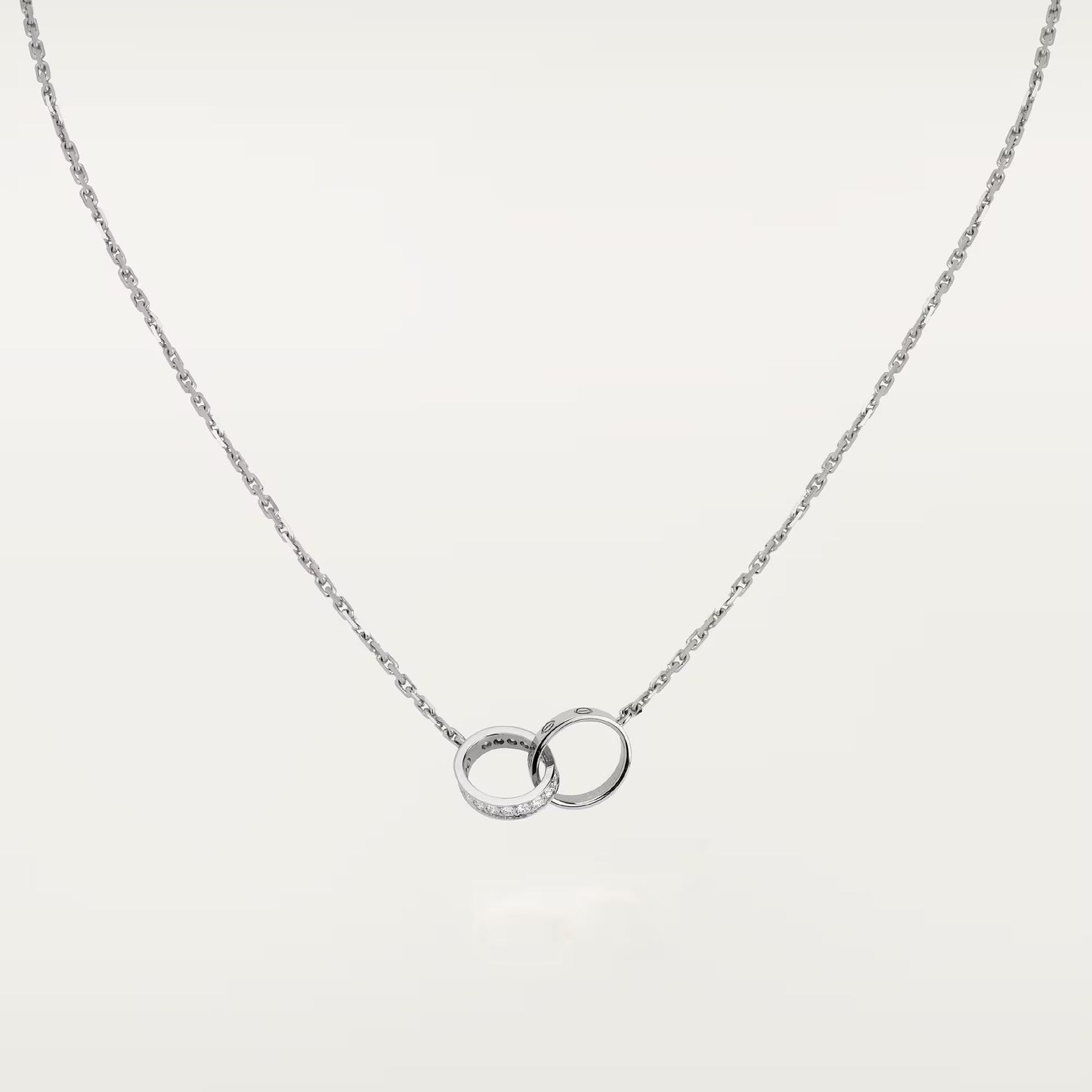 [Gaonasi Jewelry]LOVE DOUBLE RING HALF DIAMOND NECKLACE