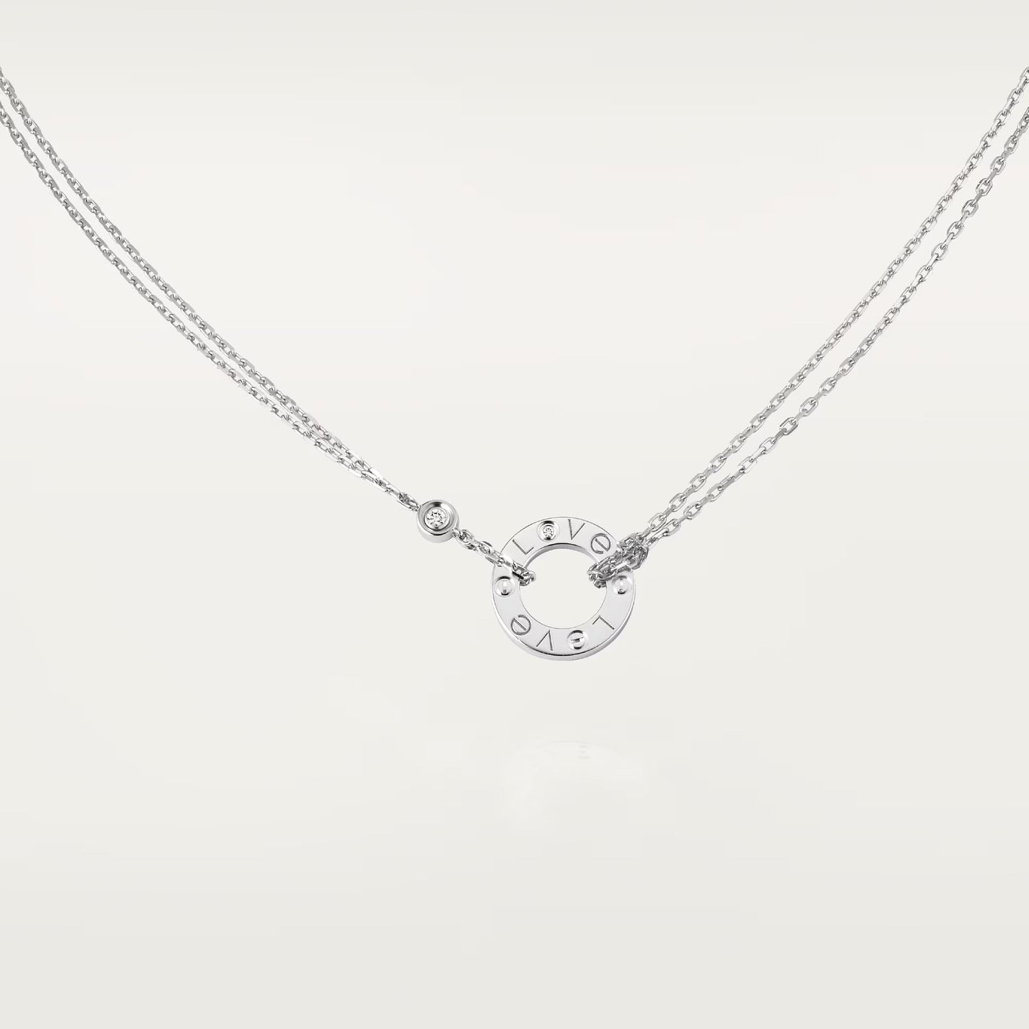 [Gaonasi Jewelry]LOVE NECKLACE 16MM 2 DIAMONDS