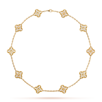 [Gaonasi]CLOVER 10 MOTIFS DIAMOND NECKLACE
