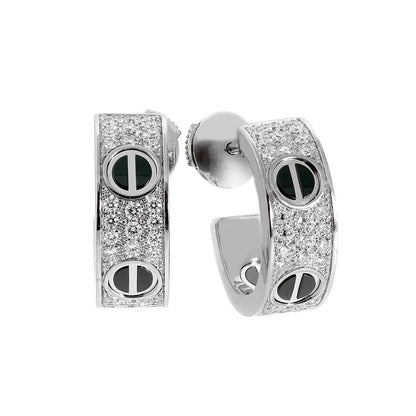[Gaonasi Jewelry]LOVE CERAMIC DIAMOND PAVED SILVER EARRINGS