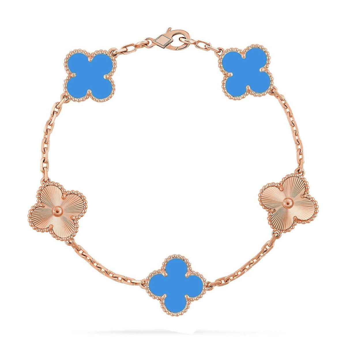 [Gaonasi] CLOVER 5 MOTIF BLUE AGATE BRACELET COLLECTION