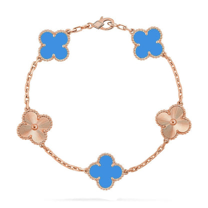 [Gaonasi] CLOVER 5 MOTIF BLUE AGATE BRACELET COLLECTION
