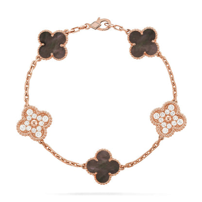 [Gaonasi] CLOVER 5 MOTIF GRAY MOP BRACELET COLLECTION