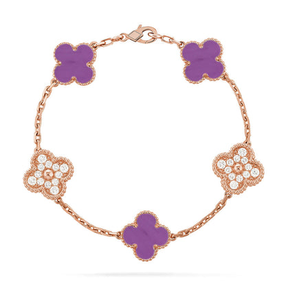 [Gaonasi] CLOVER 5 MOTIF VIOLET BRACELET COLLECTION