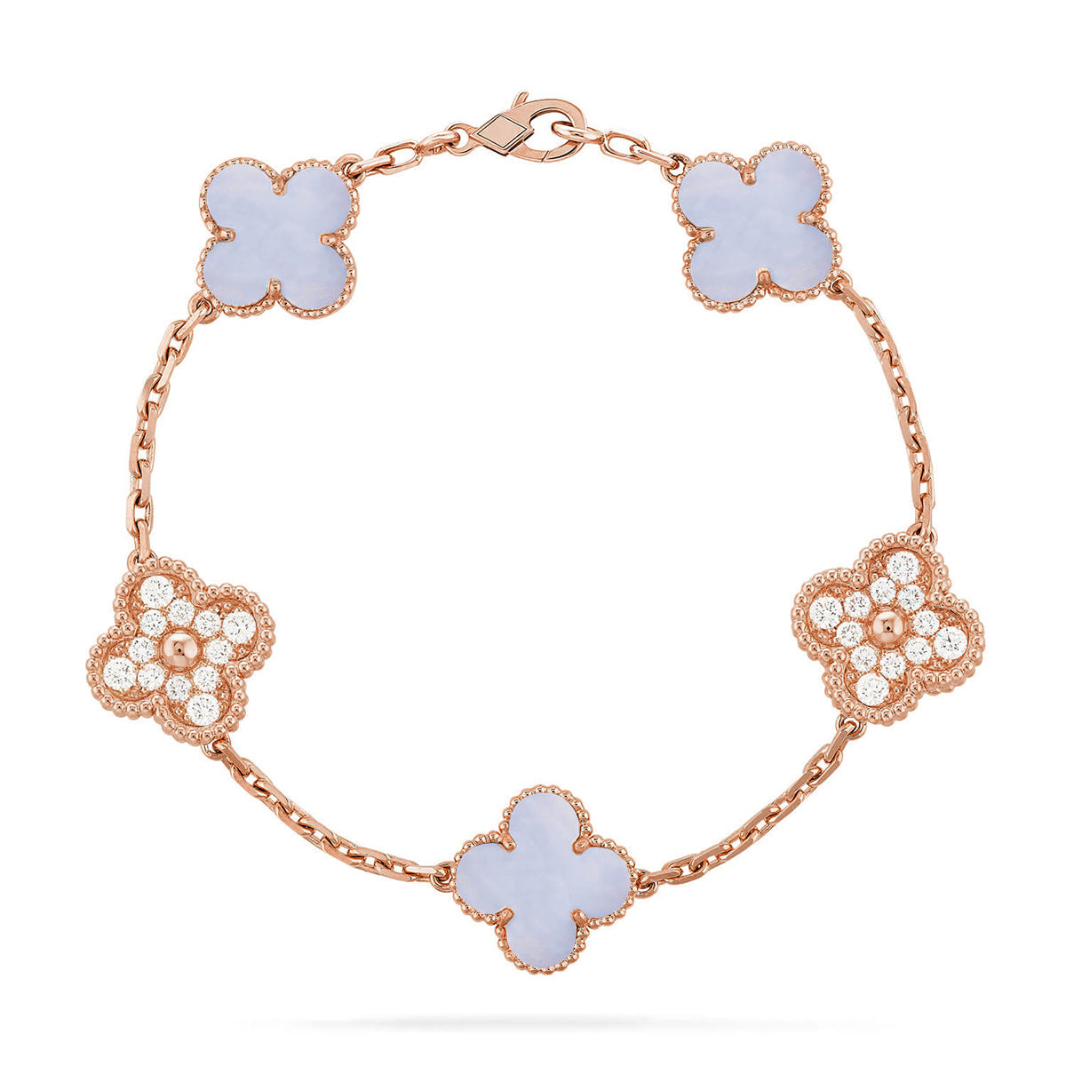 [Gaonasi] CLOVER 5 MOTIF PURPLE CHALCEDONY BRACELET COLLECTION