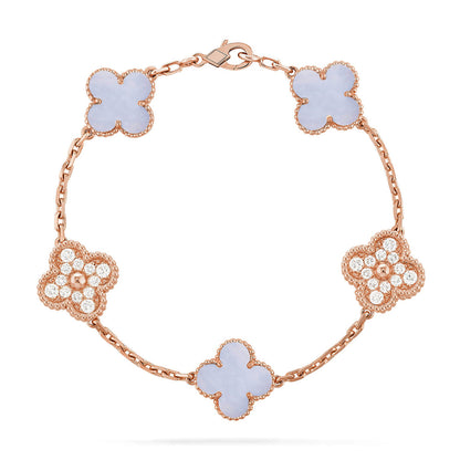 [Gaonasi] CLOVER 5 MOTIF PURPLE CHALCEDONY BRACELET COLLECTION