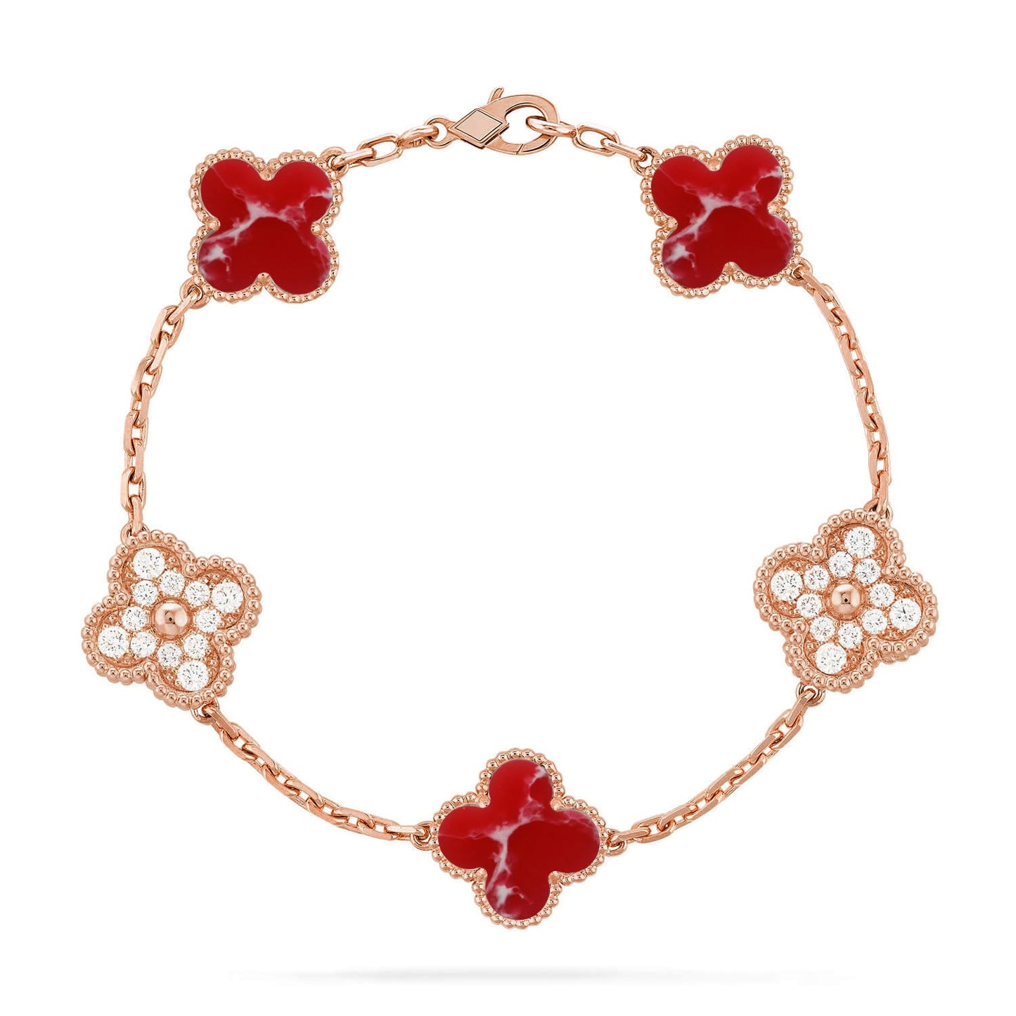 [Gaonasi]CLOVER 5 MOTIF RED PATTERN BRACELET COLLECTION