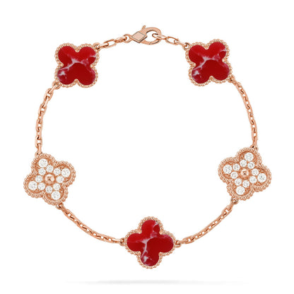 [Gaonasi]CLOVER 5 MOTIF RED PATTERN BRACELET COLLECTION