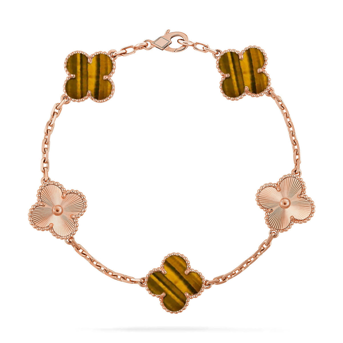 [Gaonasi] CLOVER 5 MOTIFS TIGER EYE BRACELET COLLECTION