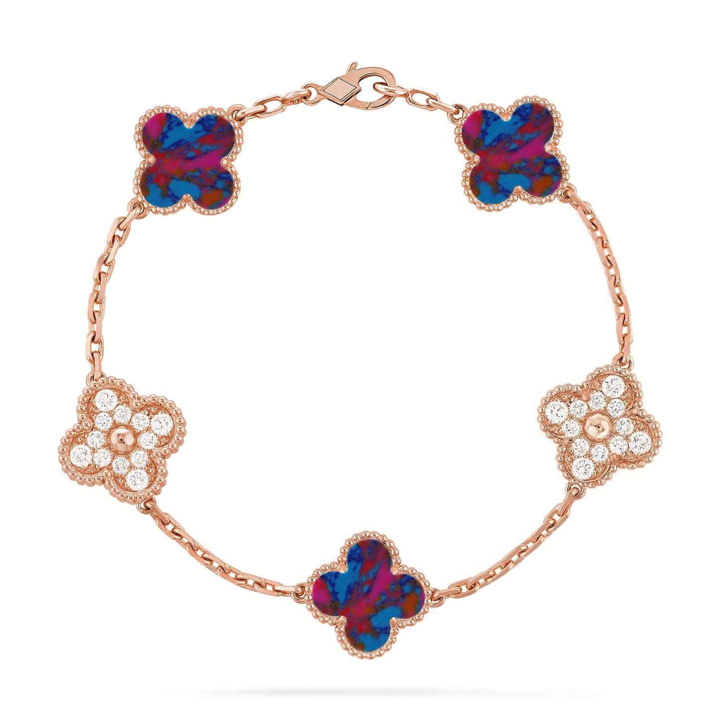 [Gaonasi]CLOVER 5 MOTIF COLOR GEMSTONES BRACELET COLLECTION