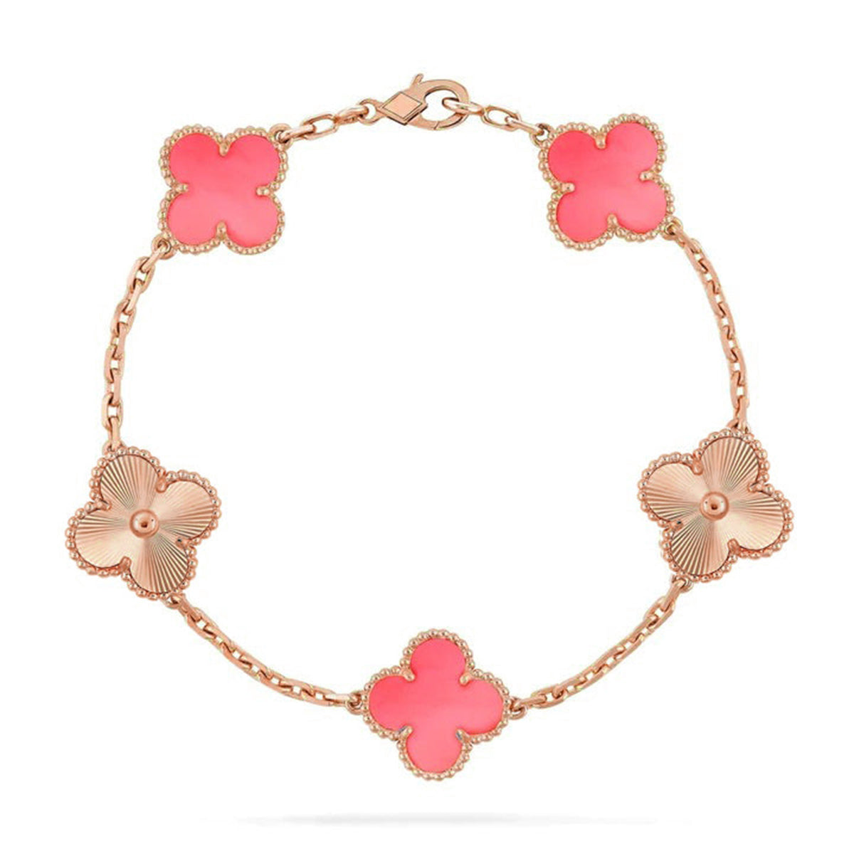 [Gaonasi] CLOVER 5 MOTIFS  PINK MOP BRACELET COLLECTION