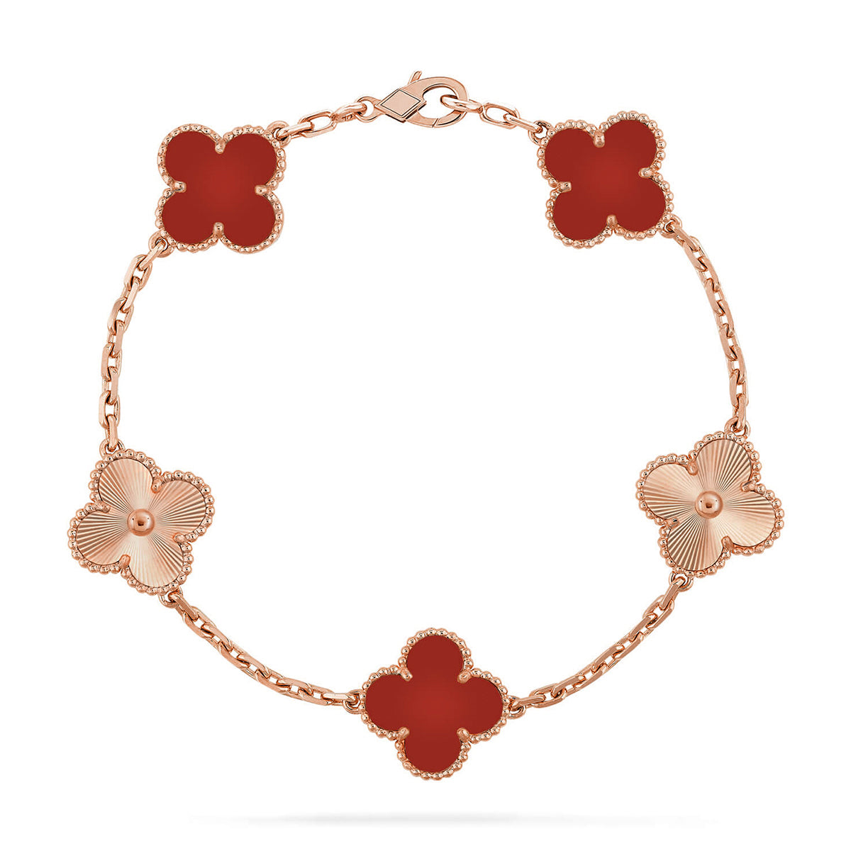 [Gaonasi] CLOVER 5 MOTIF RED CORNELIAN BRACELET COLLECTION