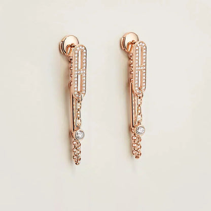 [Gaonasi]CHAINE CHAOS DIAMOND DROP EARRINGS