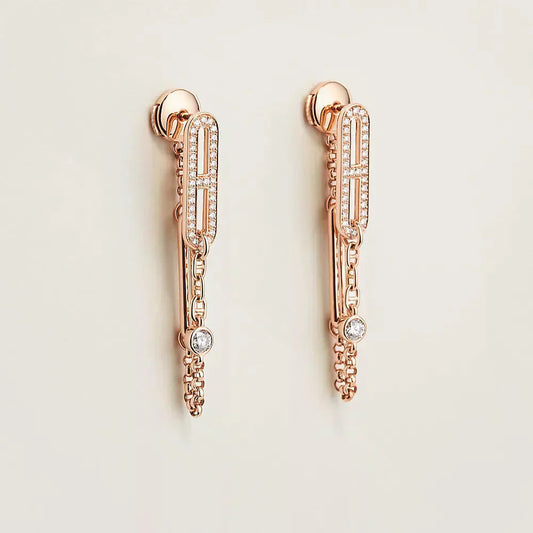 [Gaonasi]CHAINE CHAOS DIAMOND DROP EARRINGS