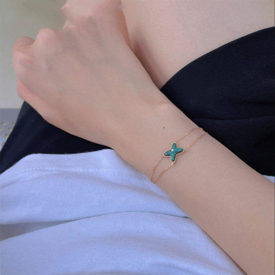 [Gaonasi]JEUX BRACELET MALACHITE PINK GOLD 1 DIAMOND