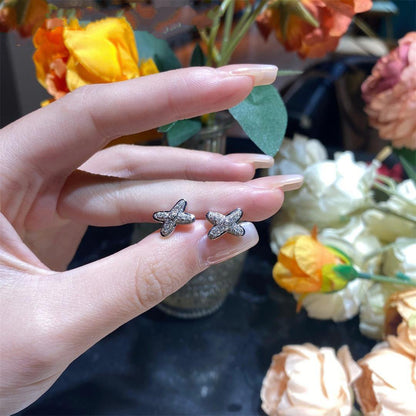 [Gaonasi]JEUX DE SILVER DIAMOND EARRINGS