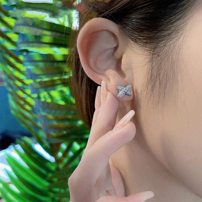 [Gaonasi]JEUX DE SILVER DIAMOND EARRINGS