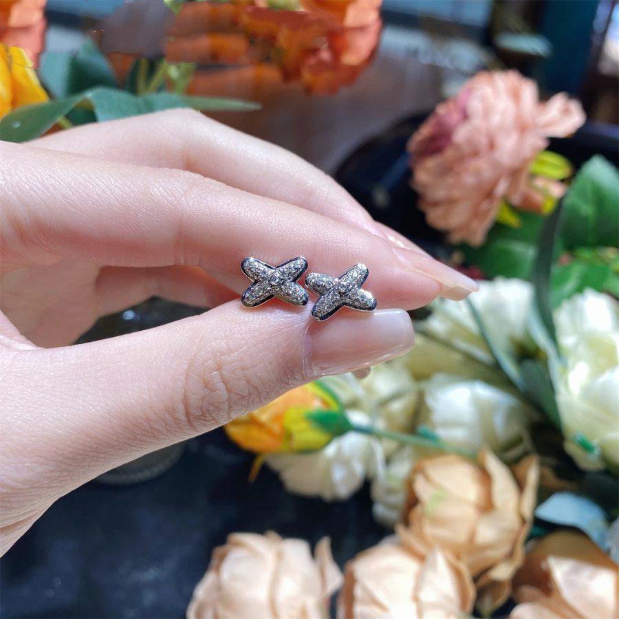 [Gaonasi]JEUX DE SILVER DIAMOND EARRINGS