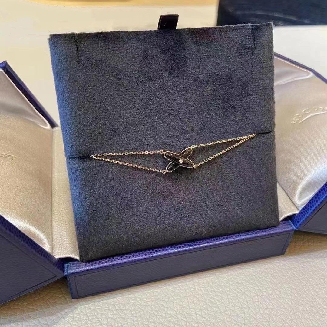 [Gaonasi]JEUX BRACELET ONYX PINK GOLD 1 DIAMOND