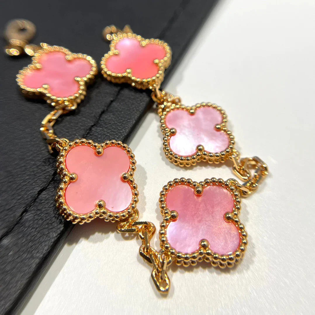 [Gaonasi] CLOVER 5 MOTIFS  PINK MOP BRACELET COLLECTION
