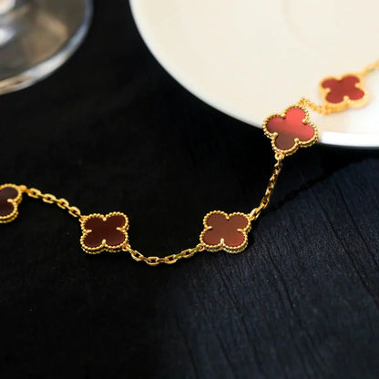 [Gaonasi] CLOVER 5 MOTIF RED CORNELIAN BRACELET COLLECTION