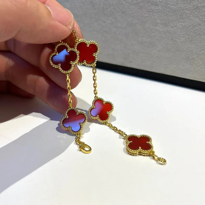 [Gaonasi] CLOVER 5 MOTIF RED CORNELIAN BRACELET COLLECTION