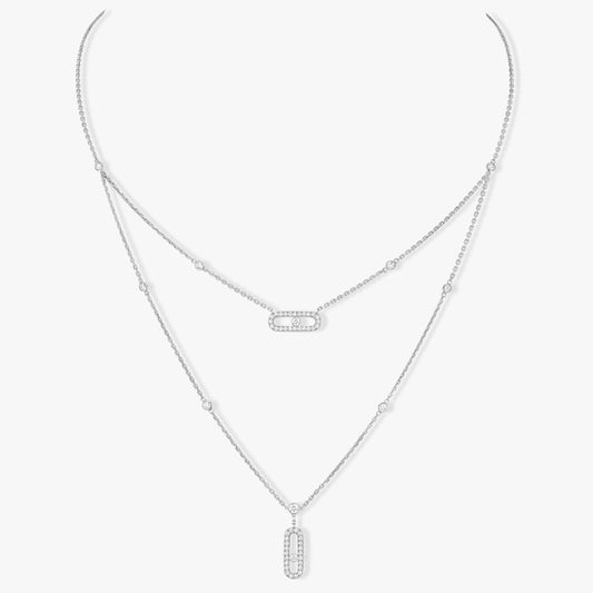 [Cadisa]MOVE 2 ROW DIAMOND NECKLACE