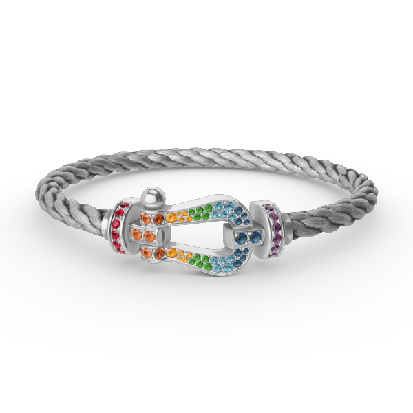[Gaonasi]FORC LARGE HORSESHOE  COLORED DIAMOND BRACELET SILVER