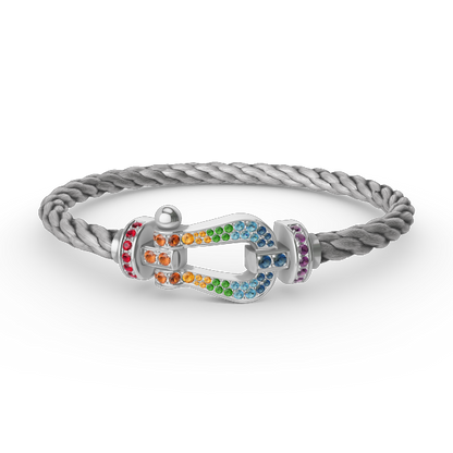 [Gaonasi]FORC LARGE HORSESHOE  COLORED DIAMOND BRACELET SILVER