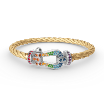 [Gaonasi]FORC LARGE HORSESHOE  COLORED DIAMOND BRACELET SILVER