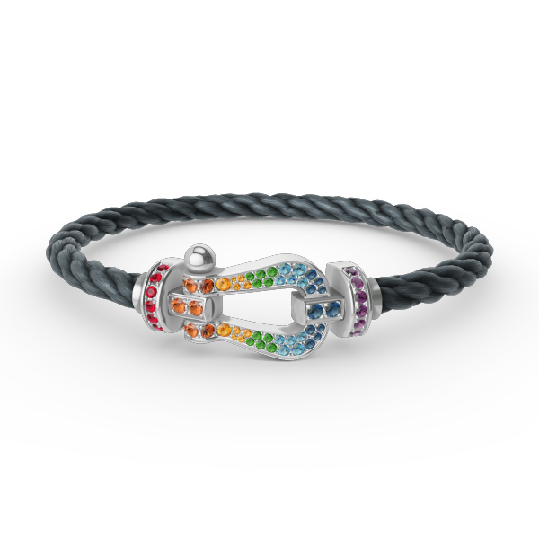 [Gaonasi]FORC LARGE HORSESHOE  COLORED DIAMOND BRACELET SILVER