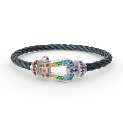 [Gaonasi]FORC LARGE HORSESHOE  COLORED DIAMOND BRACELET SILVER