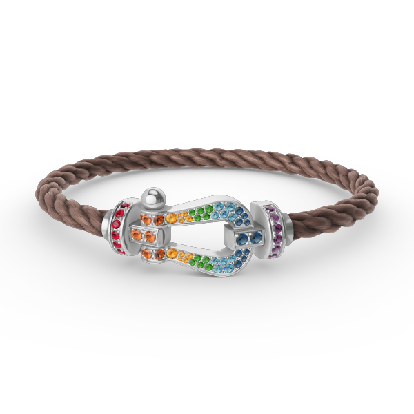 [Gaonasi]FORC LARGE HORSESHOE  COLORED DIAMOND BRACELET SILVER