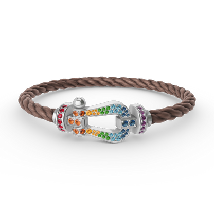 [Gaonasi]FORC LARGE HORSESHOE  COLORED DIAMOND BRACELET SILVER