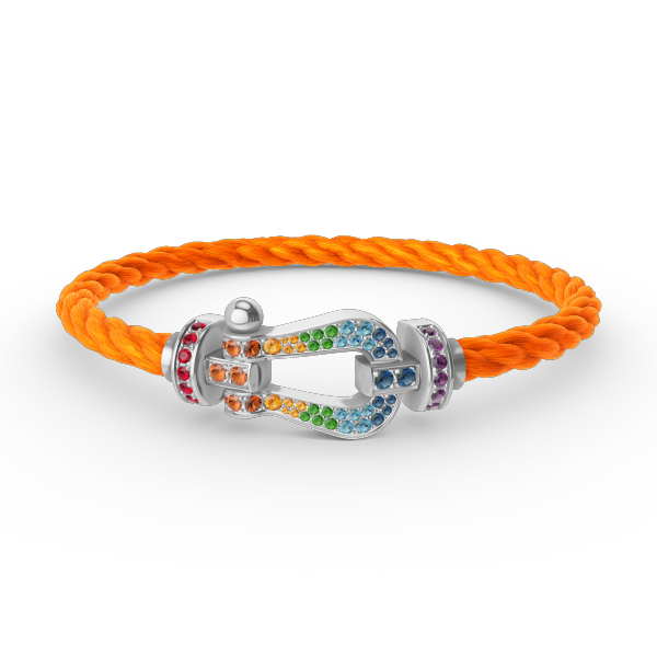 [Gaonasi]FORC LARGE HORSESHOE  COLORED DIAMOND BRACELET SILVER