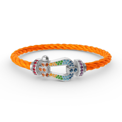 [Gaonasi]FORC LARGE HORSESHOE  COLORED DIAMOND BRACELET SILVER