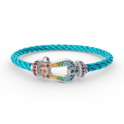 [Gaonasi]FORC LARGE HORSESHOE  COLORED DIAMOND BRACELET SILVER