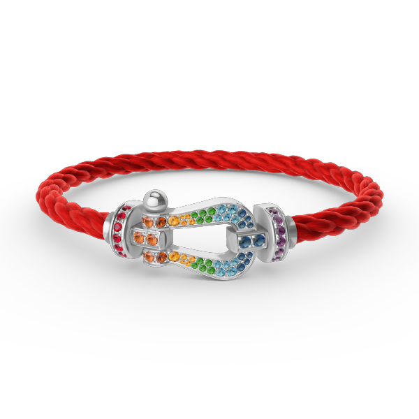 [Gaonasi]FORC LARGE HORSESHOE  COLORED DIAMOND BRACELET SILVER