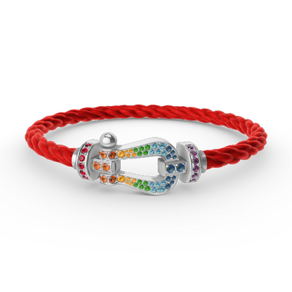 [Gaonasi]FORC LARGE HORSESHOE  COLORED DIAMOND BRACELET SILVER