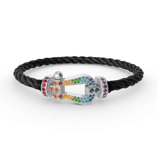 [Gaonasi]FORC LARGE HORSESHOE  COLORED DIAMOND BRACELET SILVER