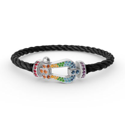 [Gaonasi]FORC LARGE HORSESHOE  COLORED DIAMOND BRACELET SILVER