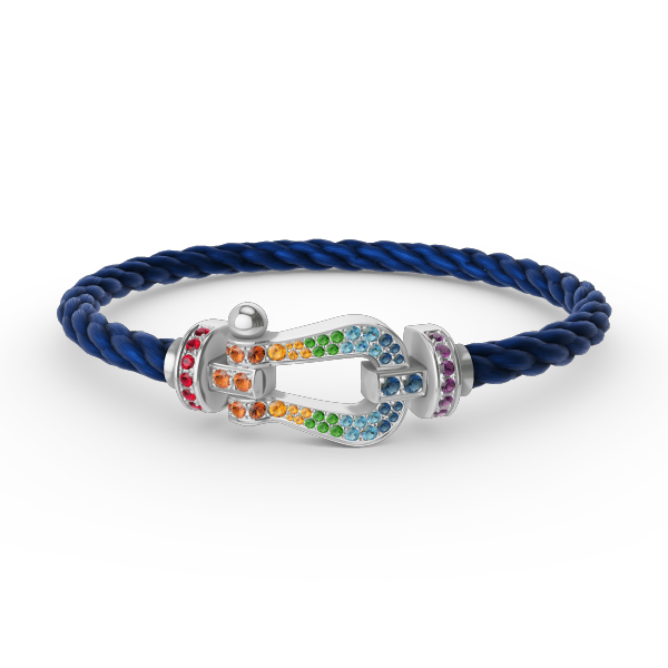 [Gaonasi]FORC LARGE HORSESHOE  COLORED DIAMOND BRACELET SILVER