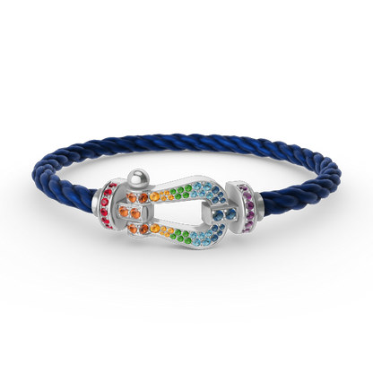 [Gaonasi]FORC LARGE HORSESHOE  COLORED DIAMOND BRACELET SILVER